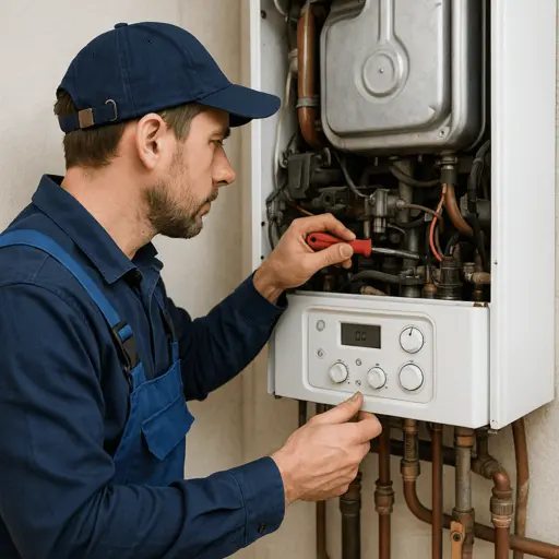 Un plombier qui répare une fuite sous un évier